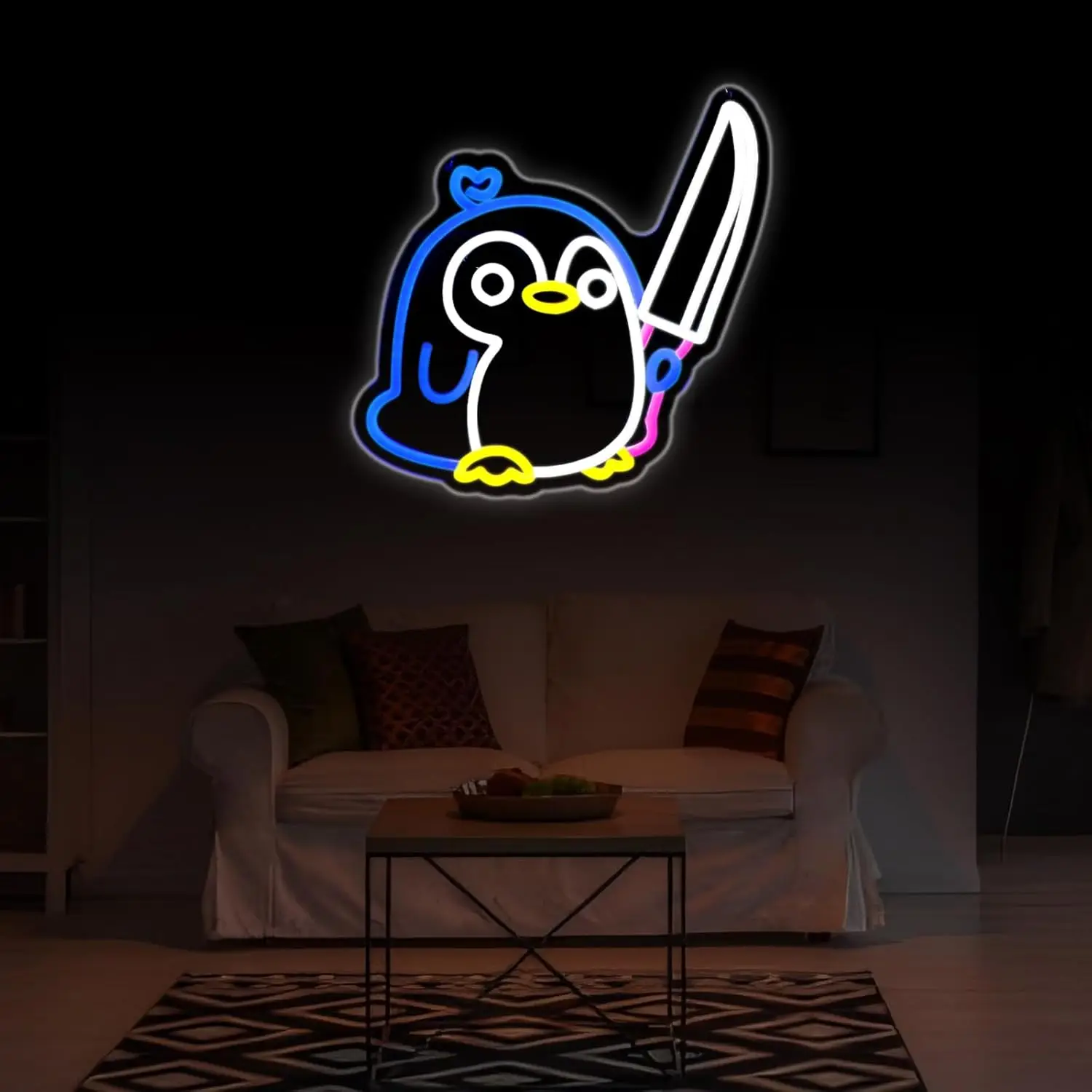 البطريق النيون تسجيل أضواء النيون لغرفة الطفل ديكور عكس الضوء LED النيون علامات للنادي بار حفلة عيد ميلاد حديقة هدايا عيد الميلاد