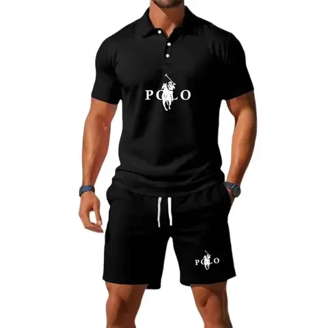 Summer Men's 2026 Half-Zip Polo Shirt Set Leisure Basketball Sport Quick-Drying Breathable Loose Lightweight Two-Piece Set