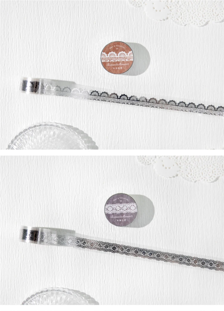 Journal GO 1,8cmx2m Romantisches Spitzenband Vintage Spitzen-Landschaftsmaterial Collage PET-Band Kreatives DIY Journal Schreibwaren-Aufkleber – Detail 11