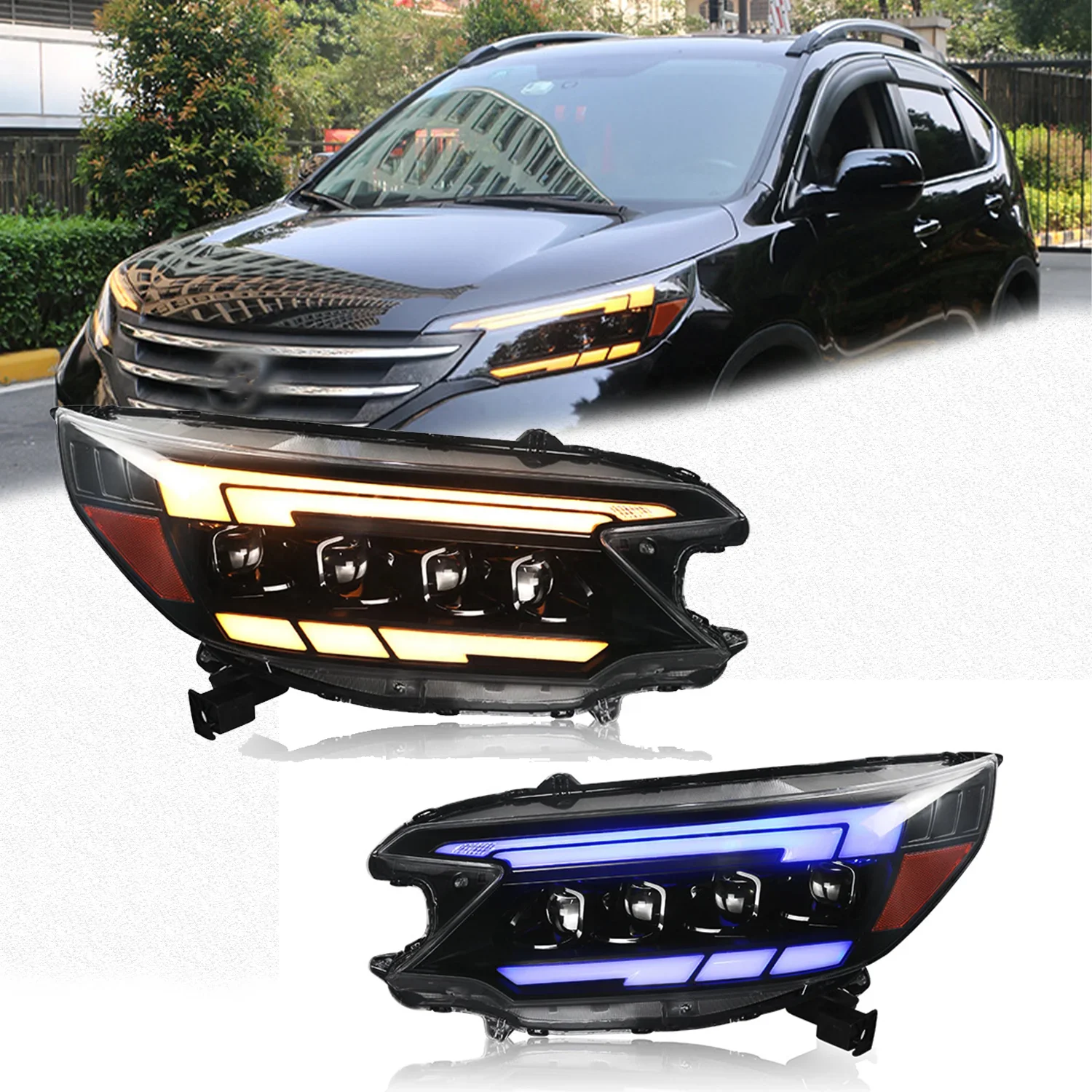 

Archaic New Modify Car Front Lamp With Blue to White Sequential Turning Signal Headlight For Honda CRV 2012-2014 CR-V Head