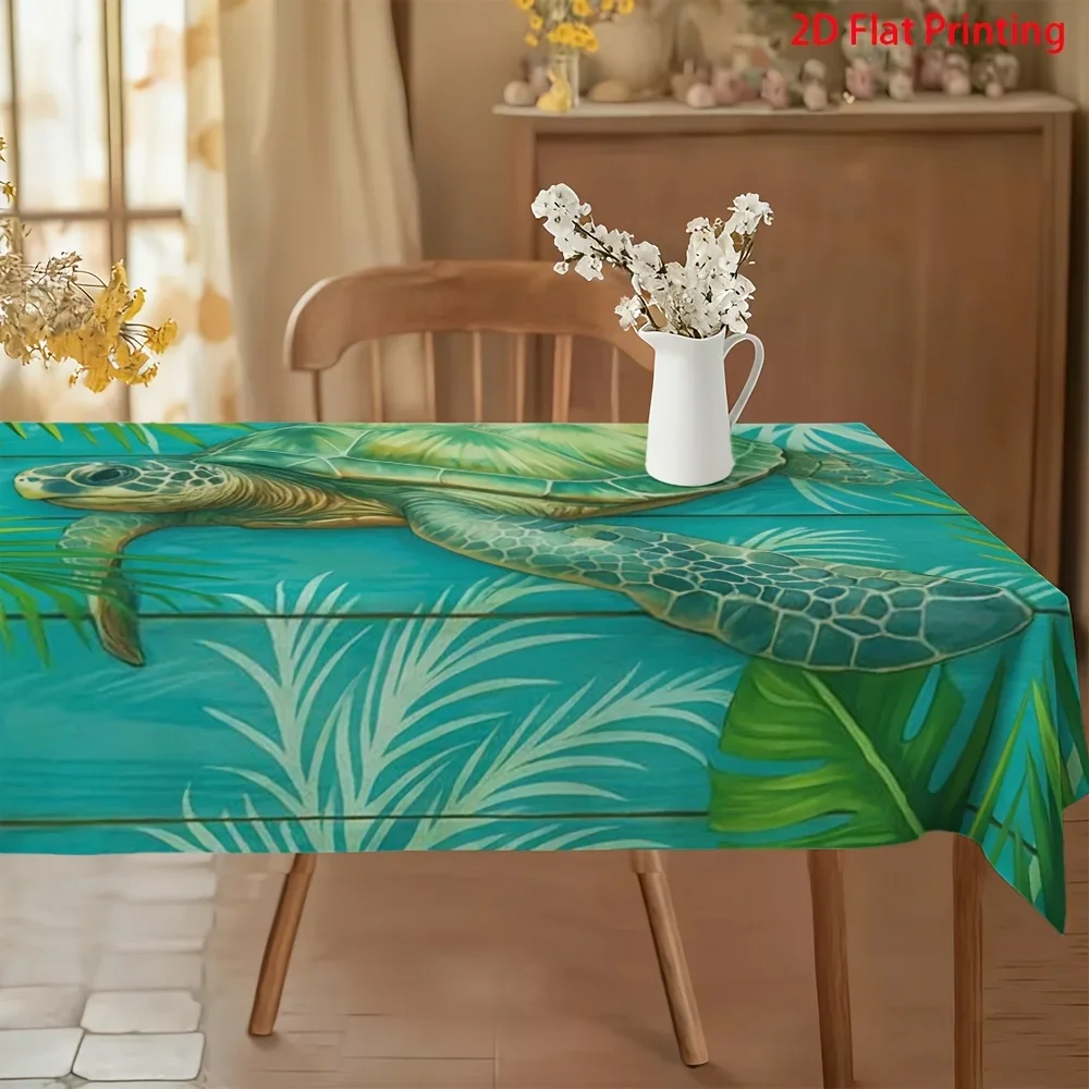 High-end versatile spring turtle and tropical plant 2D flat art atmosphere feeling
