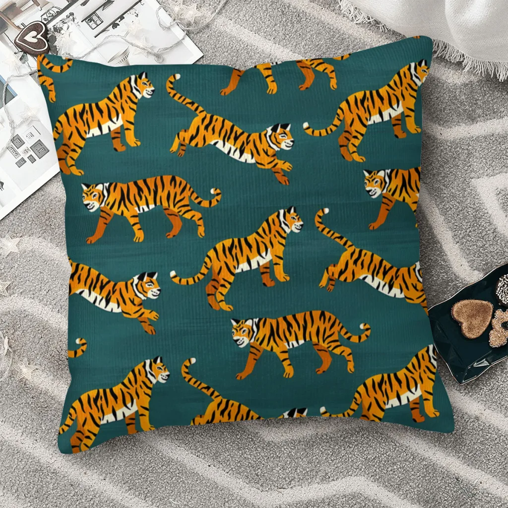 

Bengal Tigers Navy Cojines Throw Pillow Case Tiger Head Cushion Home Sofa Chair Print Decorative Coussin