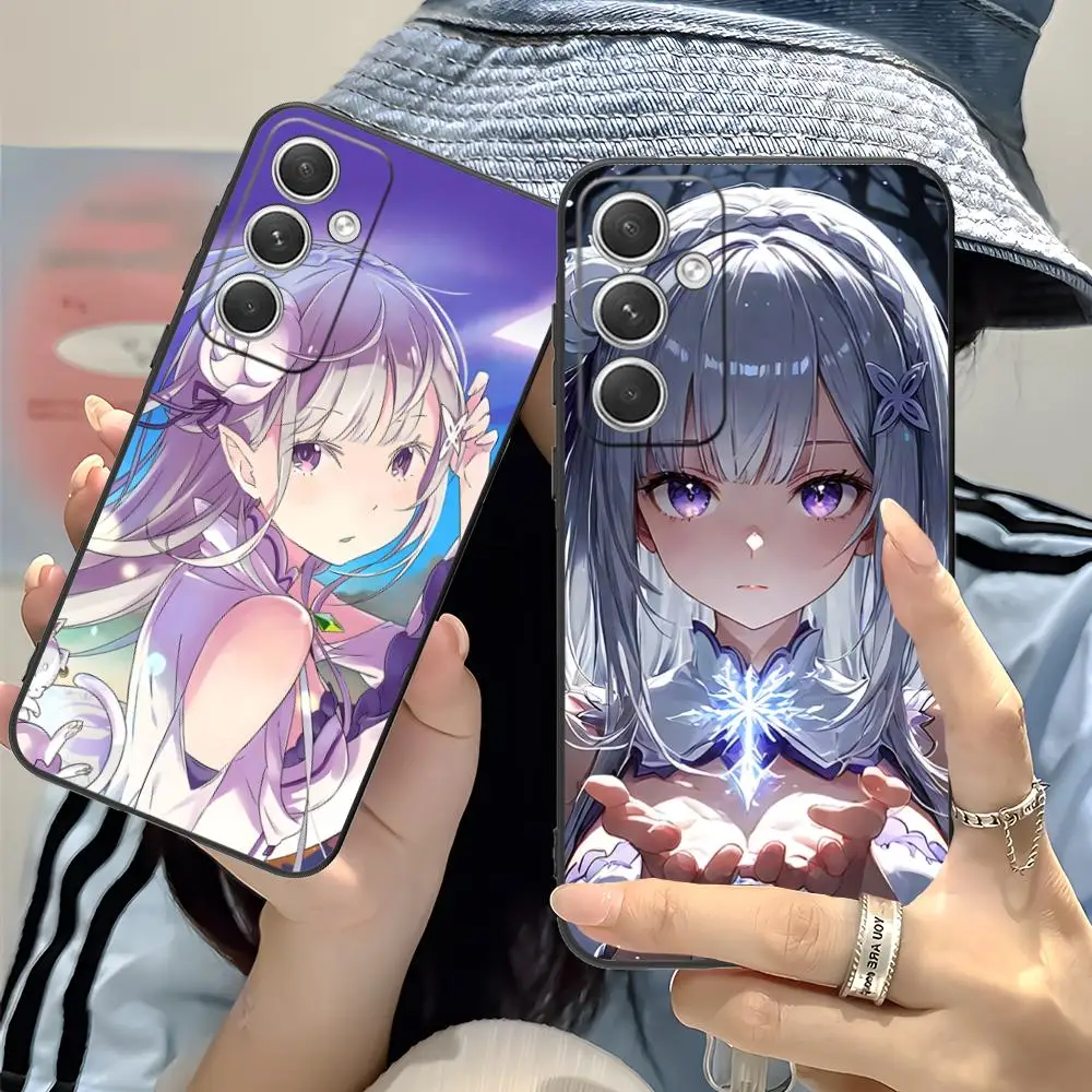 ReZero Emilia Waifu Mobile Phone Case for Samsung Galaxy S25 S24 S23 S22 S21 S20 Note20 Plus FE Ultra Colour Cover Luxury Cover