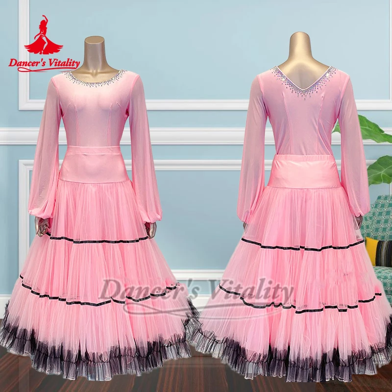 

Женские топы с рукавами-фонариками для бальных танцев + длинная юбка-дуфган, жизненная танцовщица, шлейф для вальса для взрослых, комплекты из 2 предметов, танцевальная одежда