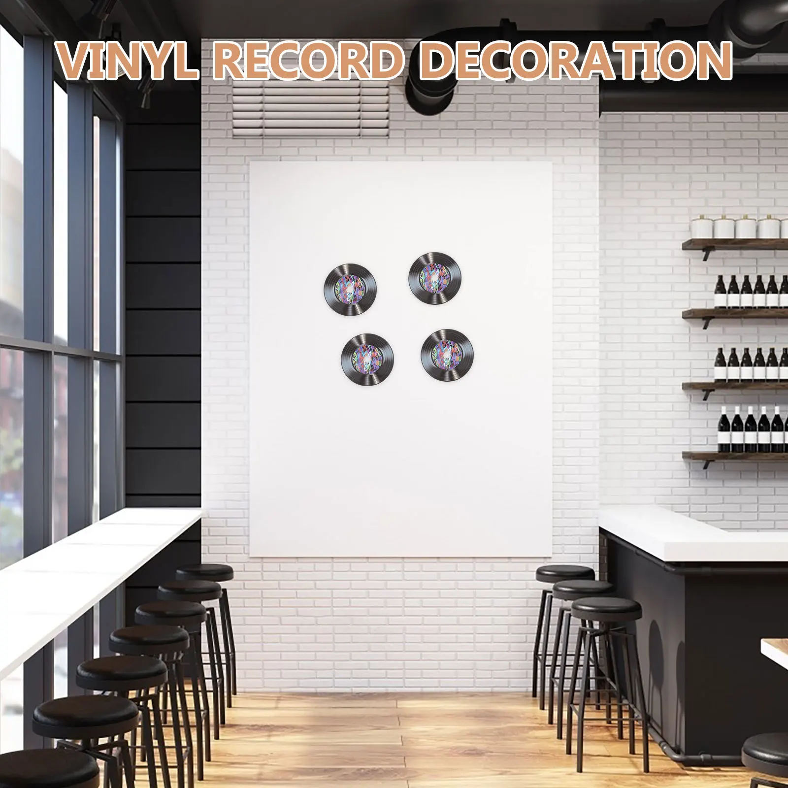 

1 Set Of Vinyl Record Wall Decor Black Retro Music Decoration For Living Room Office Bar Cafe Ktv Interior Adornments Vintage