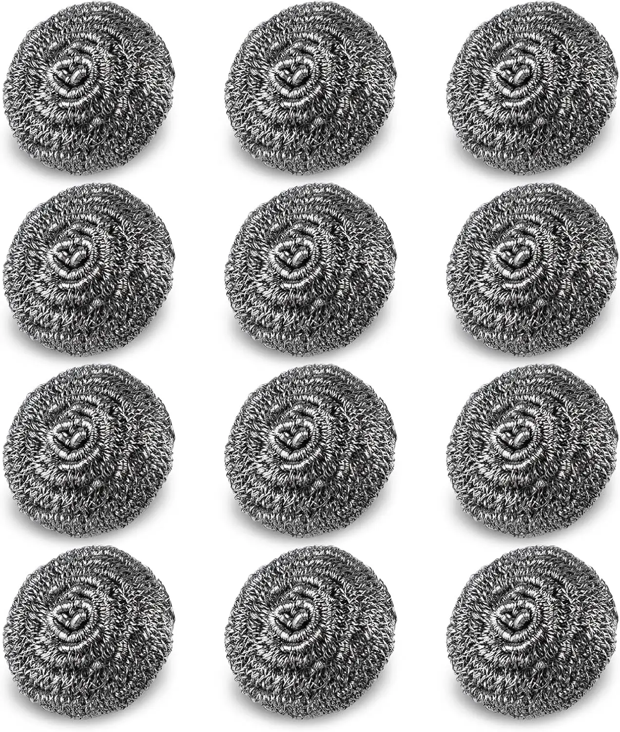 

12 Pack Stainless Steel Scrubber Pads for Pots, Pans, Grills - Durable & Rust-Resistant