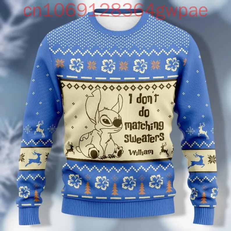 Disney Christmas Stitch Woman Sweater Magic Kingdom Ugly Bluey Dog Men and Women Magic Kingdom Lilo And Stitch Fan Gift