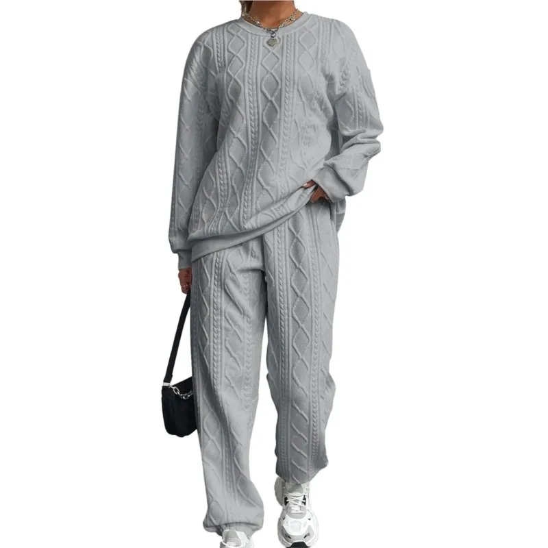 Casual Two Piece Sets Womens Sweatshirt Outifits Tracksuit Autumn Winter New Long Sleeved Round Neck Hoodie And Y2k Pants Suit