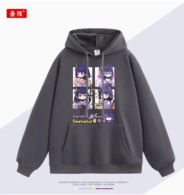 Anime Genshin Impact Raiden Shogun Sudadera con capucha Cosplay Otoño Invierno hombres mujeres abrigo chaqueta suelta Tops