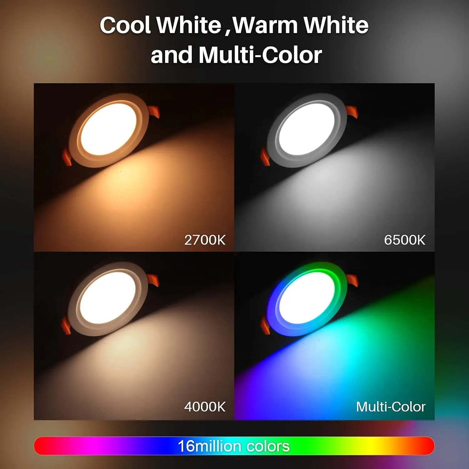 Smart Led Recessed Lighting 6 Inch 12 Pack WiFi Ceiling Light 14W,1200LM Color Changing Recessed Lighting  Cool & Warm