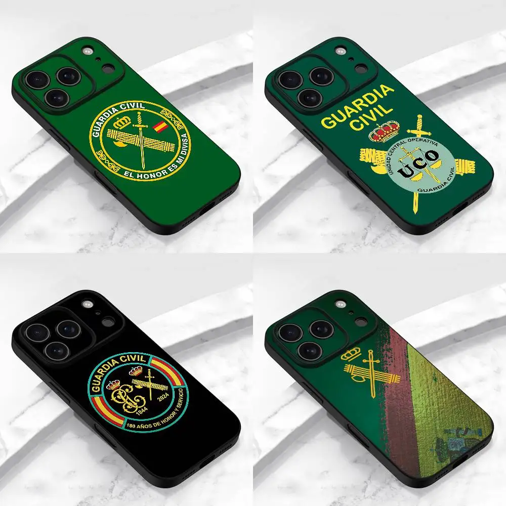 Spain Spanish Guard Civil Emblem Phone Case For iPhone 17,16,15,14,13,12,11,Pro,Max,Plus,E,Air,Mini Protective Black Cover