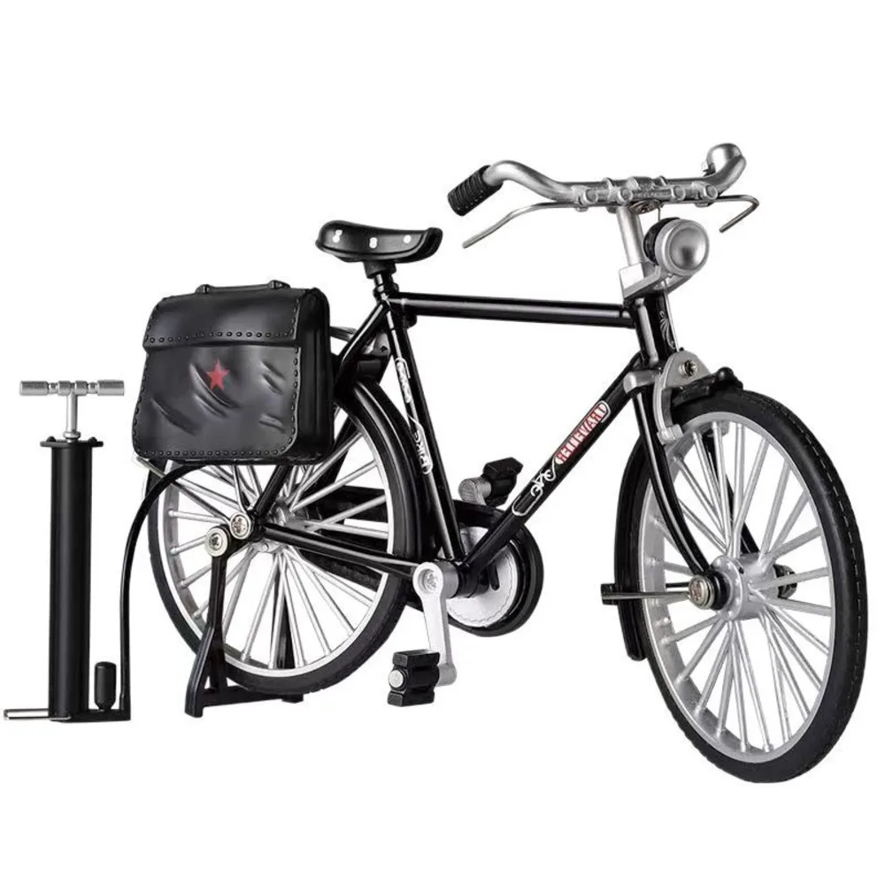 Giocattolo di assemblaggio di simulazione modello classico per bicicletta in lega fai-da-te retrò classico da 28 pollici per la visualizzazione di figurine di bici da collezione