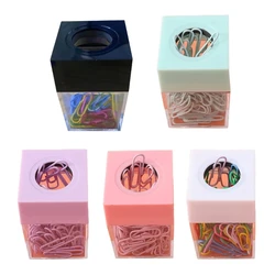 Colorful Paper Clips Storage Box Magnetic Paperclips Holder Dispenser for School