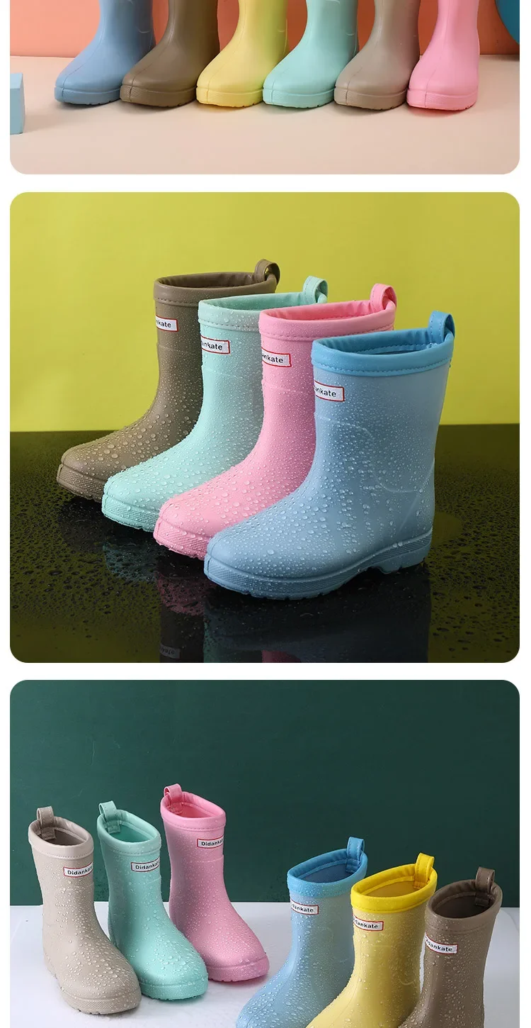 Neue Four Seasons Kinder Leichte Outdoor Rutschfeste Regenstiefel Wasserdichte Weichsohlige Schuhe für Jungen und Mädchen Kinder Schule Gummischuhe – Detail 7