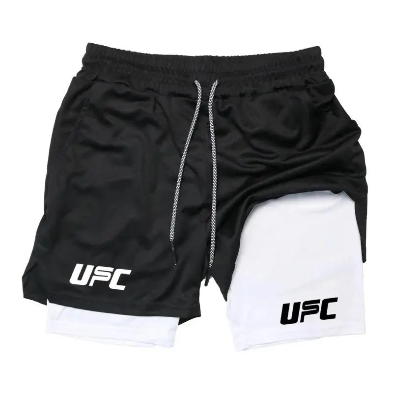 

Men's Summer 2-in-1 Short Sport Fitness Running Training Breathable Fabric Quick Dry Compression Shorts with Inner Brief