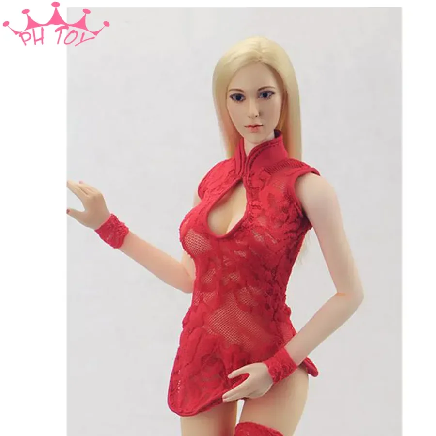 

1/6 Scale Sexy Lace Cheongsam Chi-Pao Night Skirt Costume Accessary Fit For 12 Inch Female Soldier PH TBL Body Figures Doll