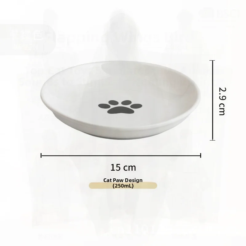 

Silicone Non-Slip Ceramic Cat Bowl Pet Food Plate for Kitten Snack Can Holder Kitchen Pet Supplies