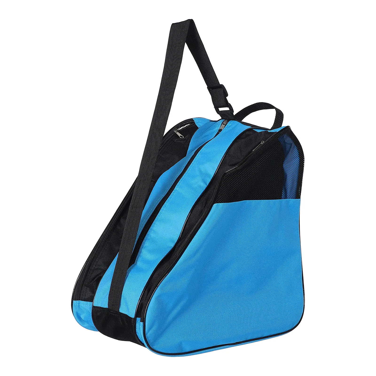 

Multifunctional Black Mesh Roller Skates Bag Triple Layer Skate Backpack Shoulder Bag Zipper Large Capacity Roller Skates