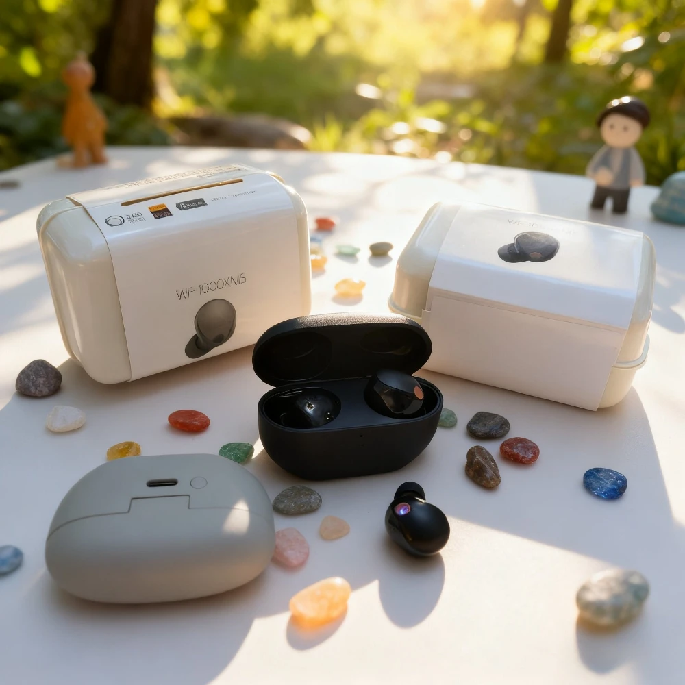 سماعات بلوتوث لاسلكية حقيقية WF-1000XM5 مزودة بتقنية سوداء وجسم مدمج وجودة صوت رائدة