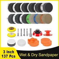 3 Inch 75MM Sandpaper Drill Polishing Kit 137Pcs with Sandpaper Backing Pad Polishing Pad 60-10000Grit for Car Wood Metal Glass
