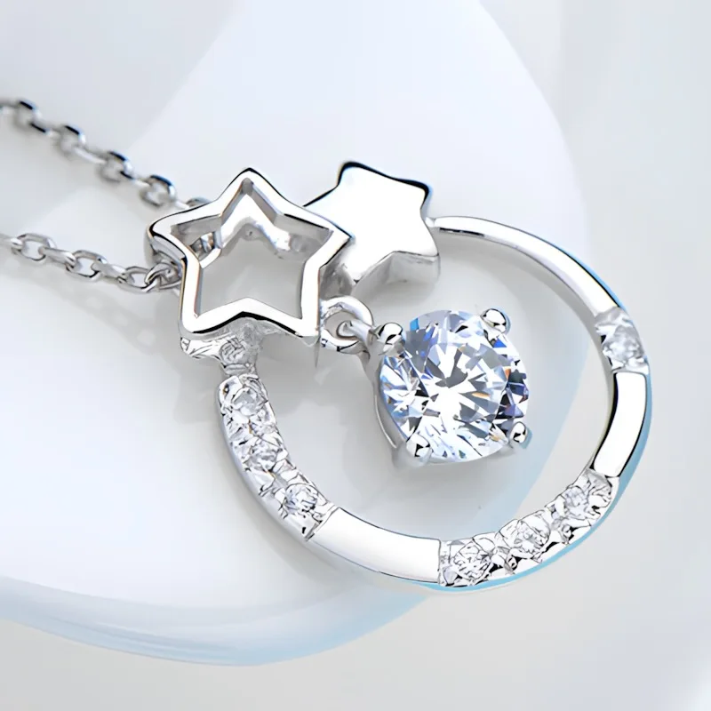 

925 Sterling Silver Necklace Pendant Shining Zircon for Women Wedding Jewelry Engagement Charm Party Gift Fine N32