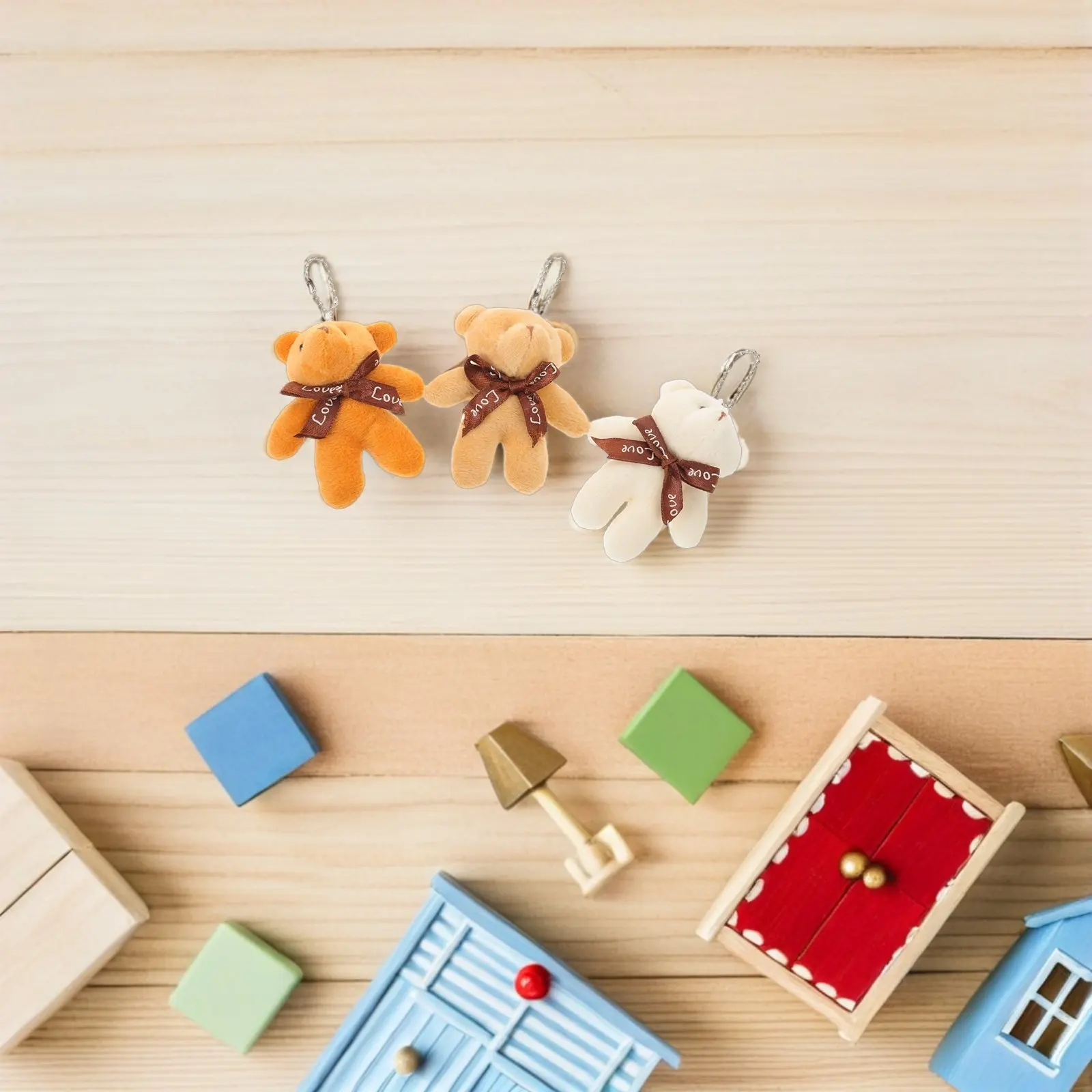 

12Pcs Mini Bear Keychain Cute Stuffed Animal Pendant Soft Hanging Backpack Charm Graduation Birthday Party Favor Accessories
