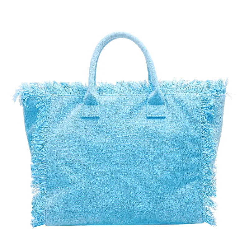 SAINT BARTH autumn and winter new towel bag women's large capacity casual blue plush bag tassel handbag mommy bag