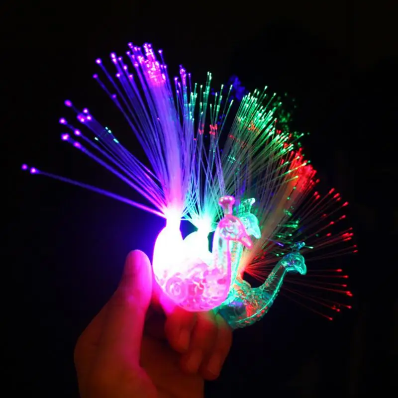 

Led Light-up Rings Plastic Colorful Glowing Elastic Tapes Creative Educational Toy Peacock Decoration Luminous Children Gift