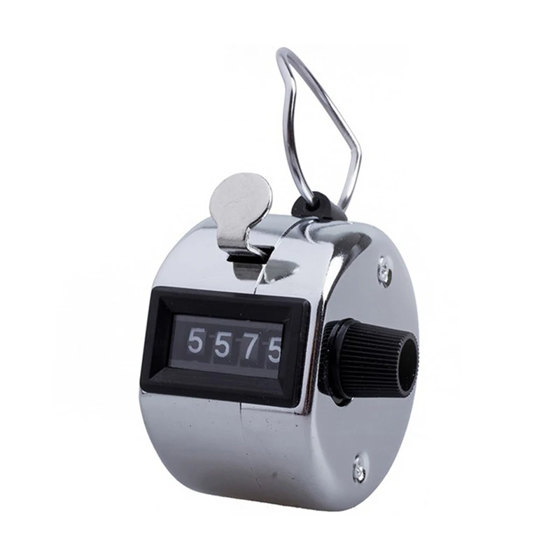 4 Digit Number Stainless Metal Mini Counter Digital Chrome Hand Tally Clicker Golf 0000 to 9999