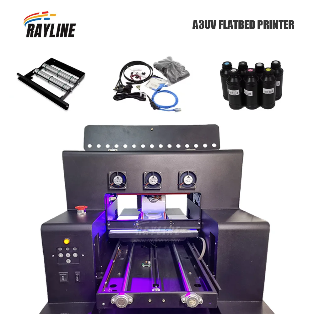 A3 A4 UV Flatbed Printer Small Universal Printer for Cylinder Metal Ceramics Phone Case Plastic PVC Craft Printing view 2