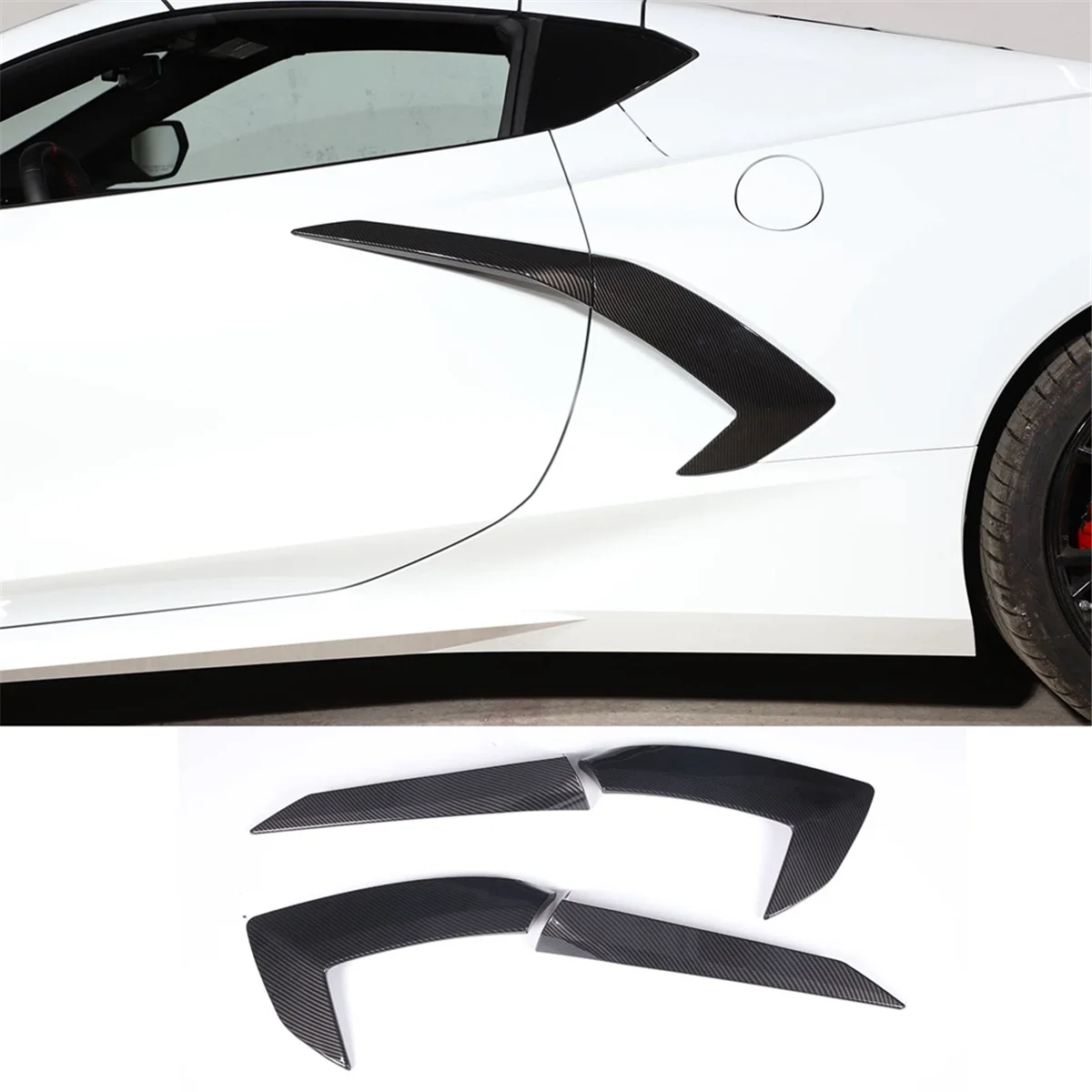 

Для Chevrolet Corvette C8 2020-2023 крышка дверной ручки автомобиля накладка кузова боковая крышка выпускного отверстия аксессуары ABS углеродное волокно