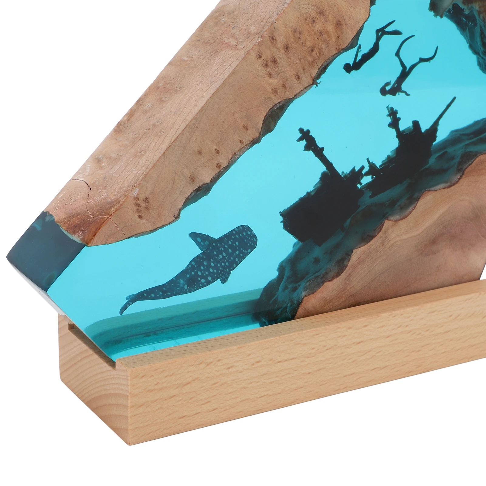 Sea Cave Diving Led Night Light Decorative 6 Levels Brightness Resin Wood Light Lamp Handmade Energy Efficient for Office
