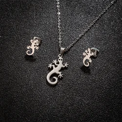 New Gothic Lizard Reptile Animal Jewelry Accessories Set For Women Earrings And Necklace Diy Jewelry Making Accessories Pendant