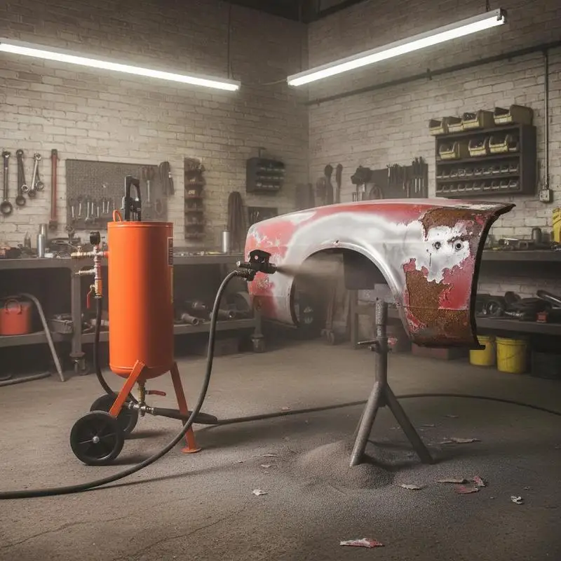 Unité de sablage mobile, capacité de 37 L, tuyau de travail de 2,3 m, sablage à pression de 60 à 110 PSI, idéale pour éliminer la rouille, la peinture, les taches et polir de grandes surfaces.