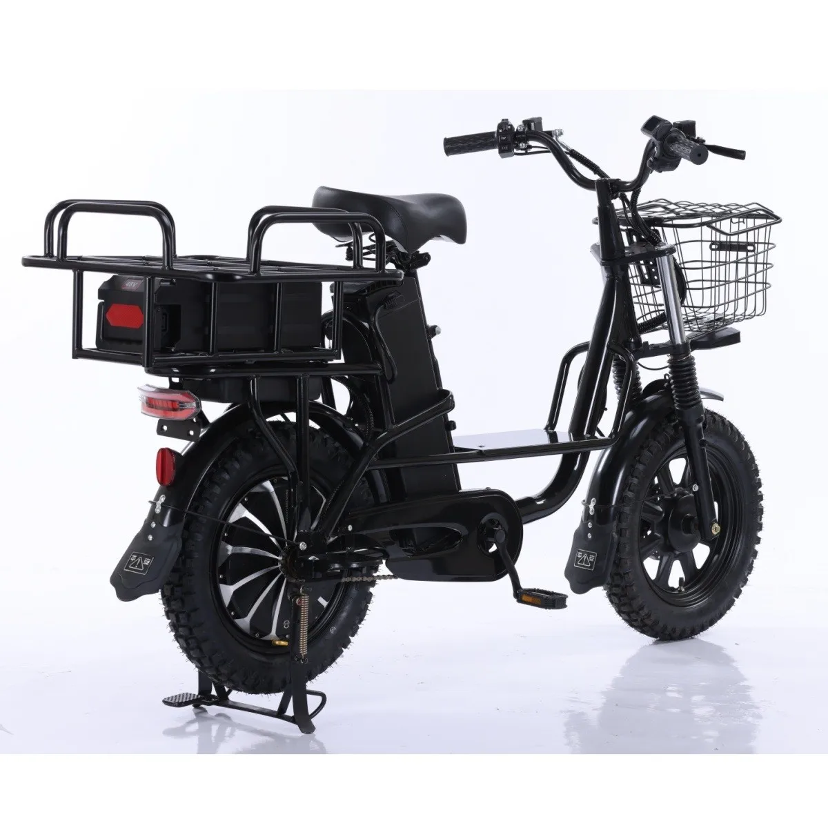 Black 16 Inch 1000W 48V 30Ah Electric Scooter High Speed Motorcycle Street Legal Lean 40mph Max Range 60+ Miles per Charge