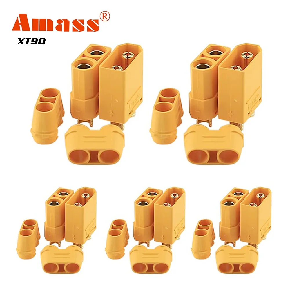 Amass10PCS XT90 connector 5 Pairs Amass XT90 connector XT90H Plug 4.5mm banana Male Female Adapter for RC Drone Car Lipo Battery