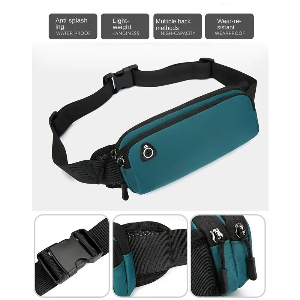 Waterproof Sports Waist Bag Phone Bag Hidden Pouch Oxford Fabric Exercise Waist Bag Large Capacity 20*9cm Fanny Pack Men