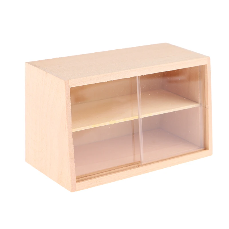 ドールハウスの装飾用ミニチュアウォールキャビネットスライドドアショーケースモデル家具アクセサリードールハウスの装飾子供の遊びおもちゃギフト1:12