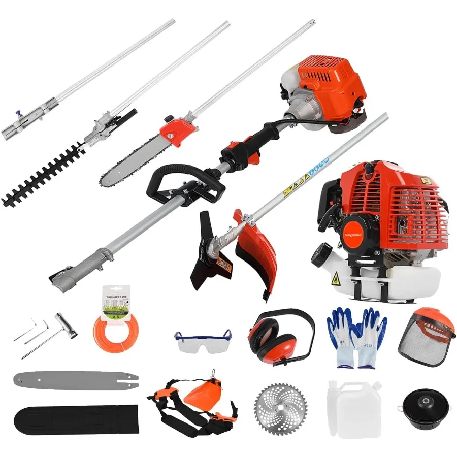 

52cc 2Cycle Gas Weed Eater Gas Powered 6in1 Многофункциональный уличный электроинструмент для резки травы и сорняков Щетка для обрезки живой изгороди Ma