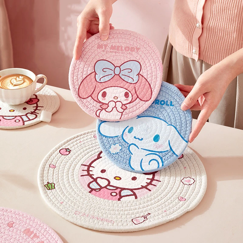 New Sanrioed Anime Kuromi My Melody Insulation Mat Ins Kawaii Home High Temperature Resistant Anti-Scalding Table Mat Gifts