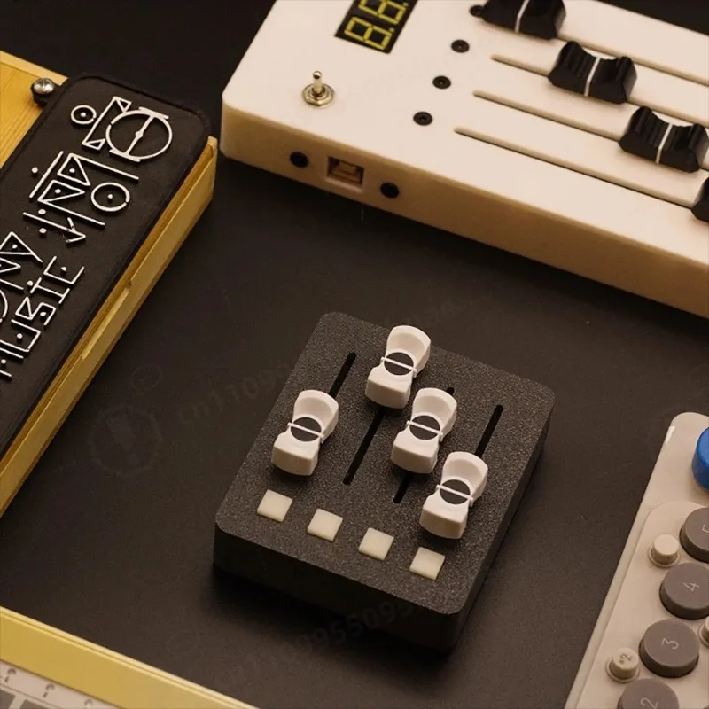 EM-PO2 MIDI Controller with 4 Faders & 4 Buttons for Music Production and Streaming DAW Control