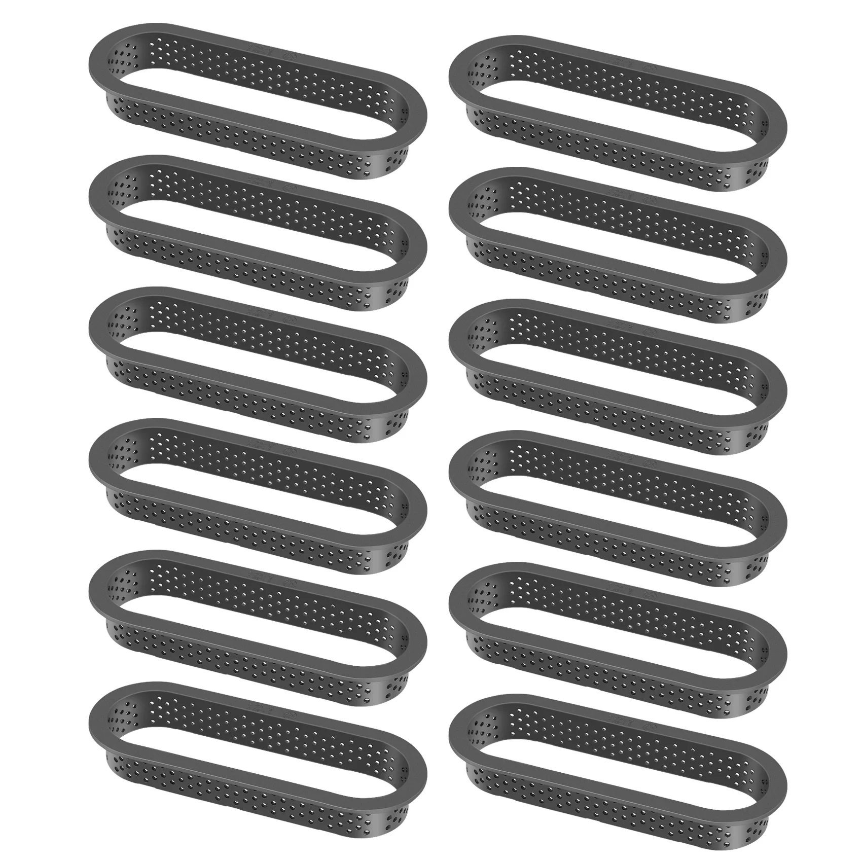 12 Pieces Oval Tart Rings Heat-Resistant Perforated Cake Mousse Ring Non Stick Bakeware Tart Mini Cake Mold Cake Rings SQ
