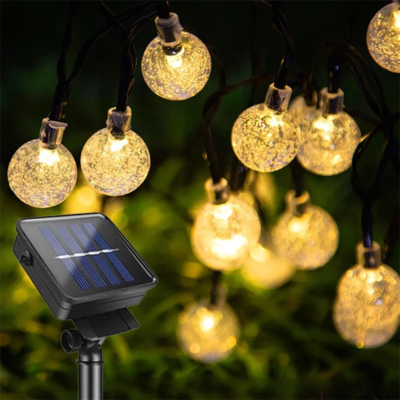 

Led Solar String Lights Outdoor Crystal Globe Lights with 8 Modes Waterproof Solar Powered Christmas Patio Light for Garden
