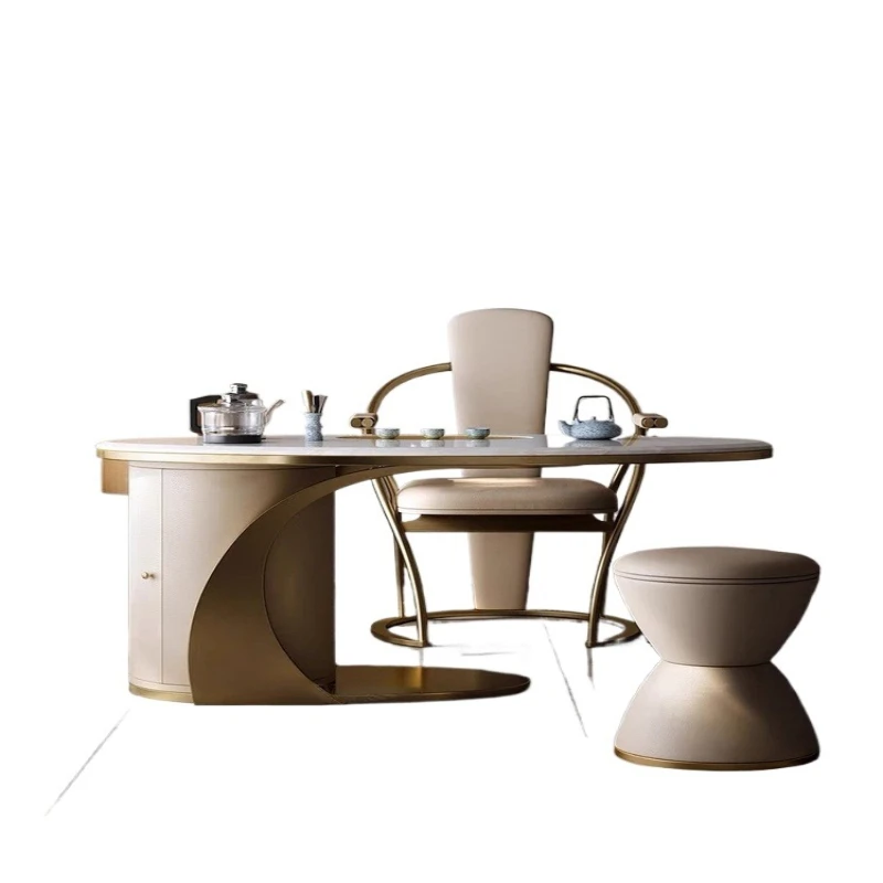 

Tea table and chair combination household modern simple light luxury office kung fu brewing tea table tea table one-piece dual
