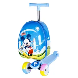 Disney Travel Bags for Children Lazy Trolley Luggage Kids Luggage Cartoon Scooter Fashion Cute Drag Bags and Cabin Suitcase