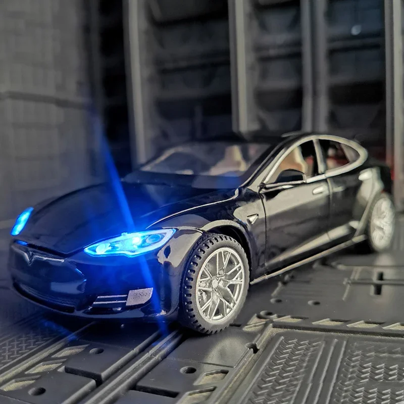 1:32 Tesla Model S Alloy Car Model Simulation Diecast Metal Toy Car Vehicles Model Collection Sound Light Childrens Gift