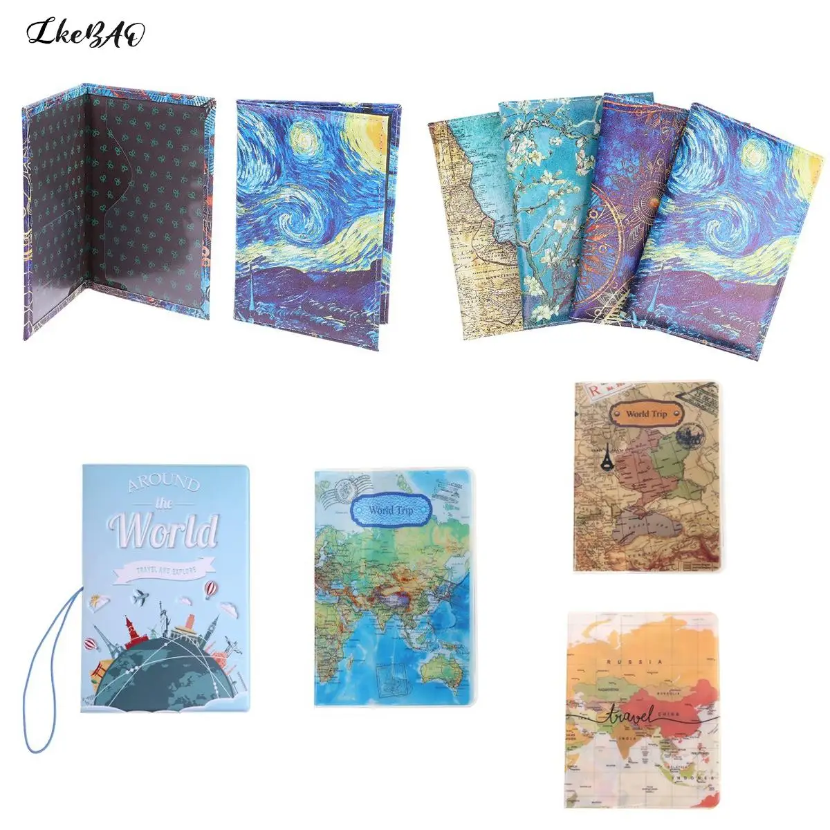 

1PCS Travel Wallet Landscape Passport Protective Cover Starry Sky Women Leather Passport Holder Men Travel ID Passport Wallet