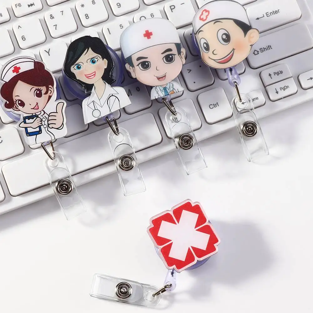 Nurse Exhibiton Clips Badge Reel Retractable ID Name Card Card Holder Clip Office Supplies Badge Holder Clip Name Card Holder
