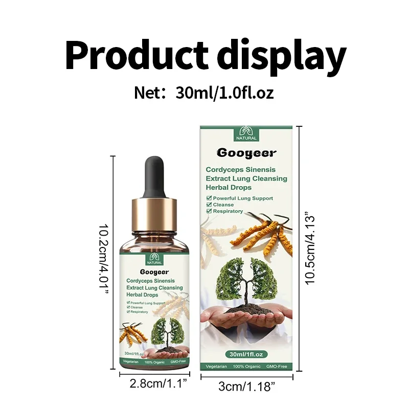 Lung Cleanse Lungs Breath Detox Herbal Extract Cleaner Lung Cleaning Drops Respiratory System Support Health Care 30ml