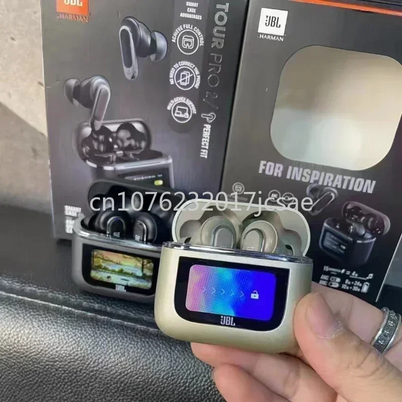 Fones de Ouvido Bluetooth Sem Fio JBL Tour PRO 2 Originais, Fones de Ouvido Estéreo Esportivos com Tela LCD Inteligente, Versão HK